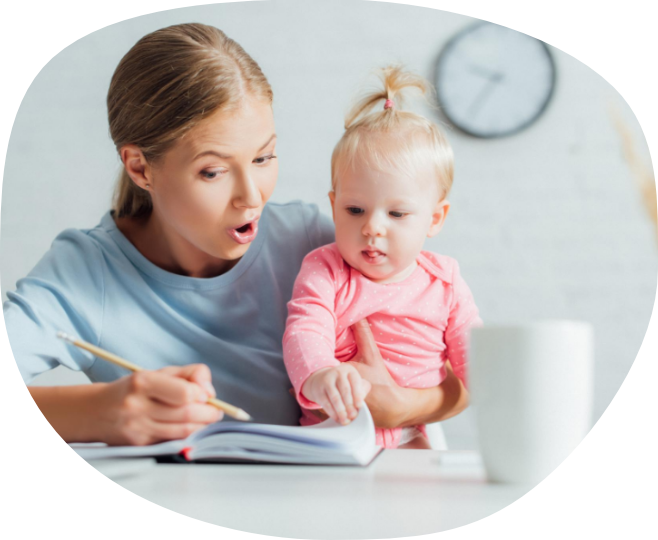 Mom working with baby